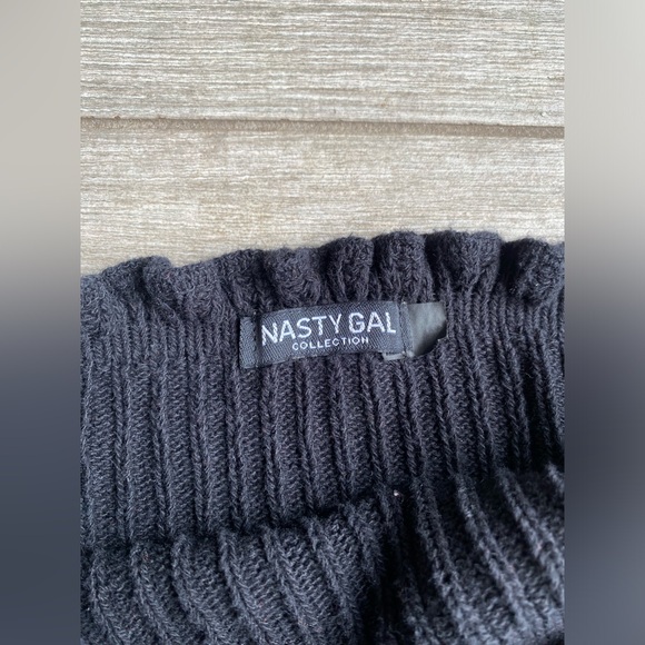 Nasty Gal Black Ribbed Cold Shoulder Mini Dress, Size Small - Picture 3 of 8